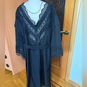 Ermanno Scervino linen maxi lace detailing dress caftan One size